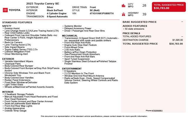 2023 Toyota Camry SE Automatic - 22971931 - 2