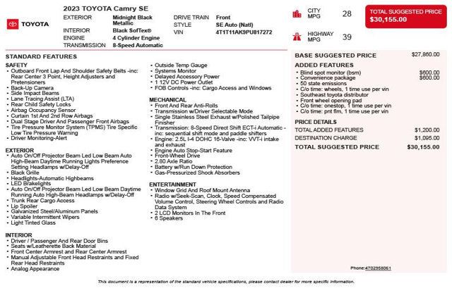 2023 Toyota Camry SE Automatic - 23024124 - 2