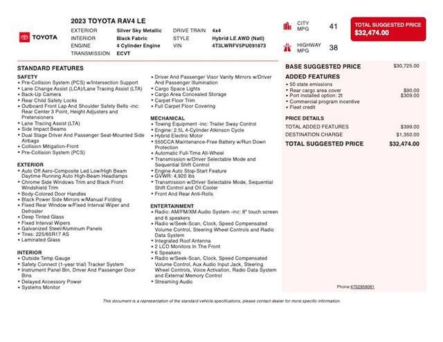 2023 Toyota RAV4 Hybrid LE AWD - 23032959 - 2