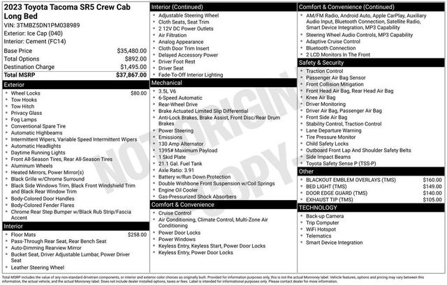 2023 Toyota Tacoma 2WD SR5 Double Cab 6' Bed V6 Automatic - 23036048 - 5