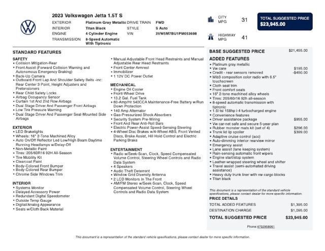 2023 Volkswagen Jetta S Automatic - 23080038 - 3
