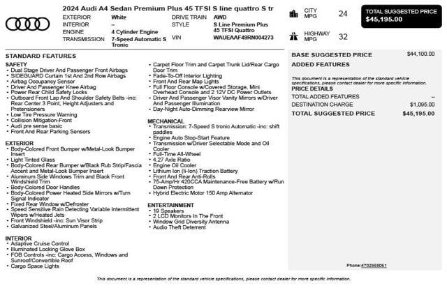 2024 Audi A4 Sedan S line Premium Plus 45 TFSI quattro - 22994169 - 2