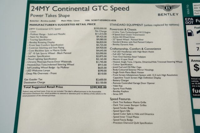 2024 Bentley Continental GT Speed Edition 12 Convertible - 22958239 - 97