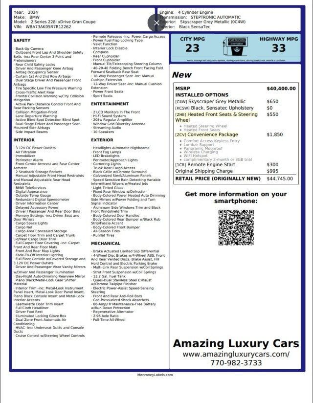 2024 BMW 2 Series 228i xDrive Gran - 23049447 - 24