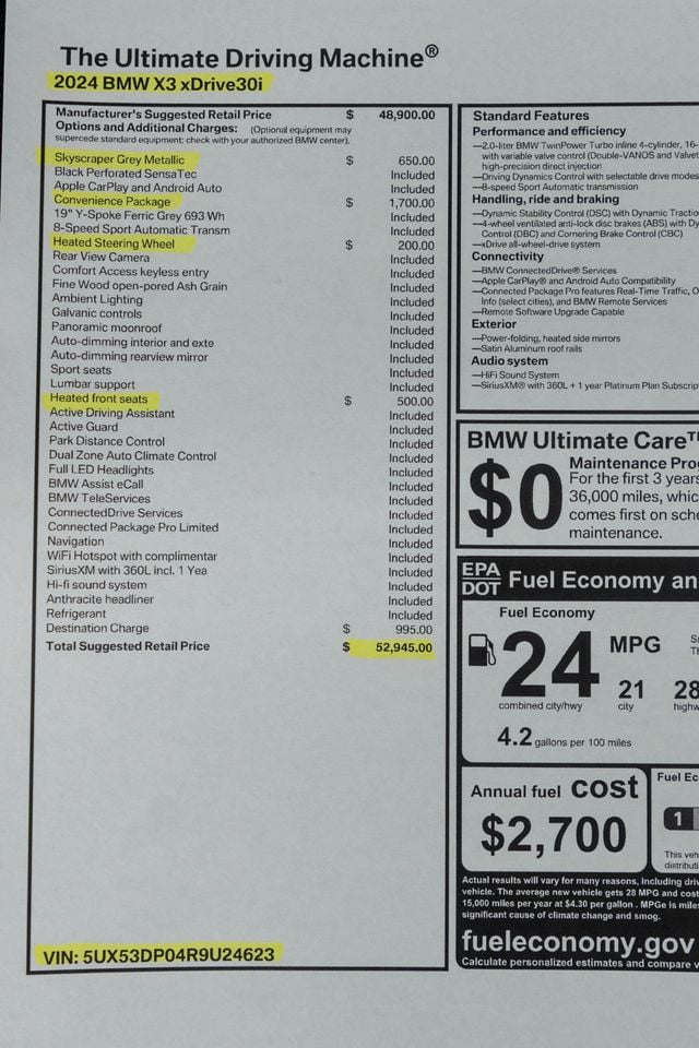 2024 BMW X3 xDrive30i Sports Activity Vehicle - 22970769 - 51