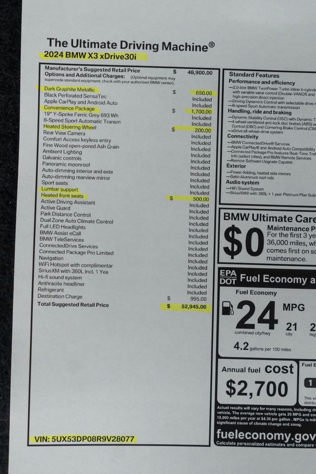 2024 BMW X3 xDrive30i Sports Activity Vehicle - 22972878 - 56