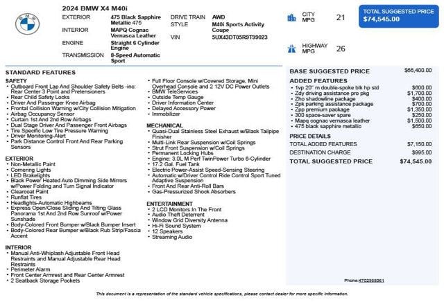 2024 BMW X4 M40i Sports Activity - 23000176 - 2