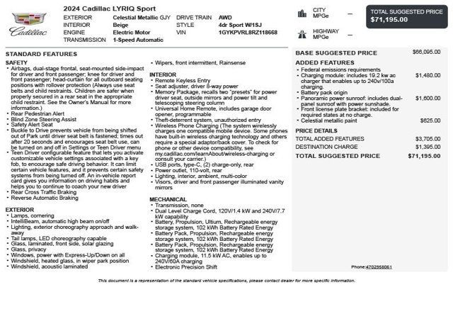 2024 Cadillac LYRIQ 4dr Sport w/1SJ - 23056830 - 2
