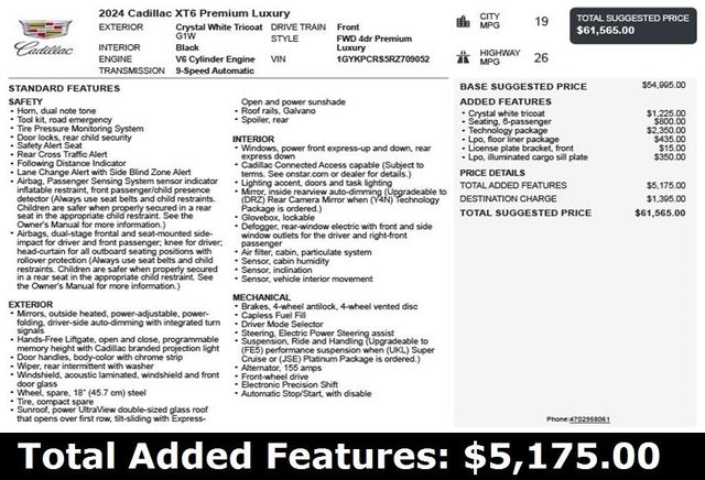 2024 Cadillac XT6 FWD 4dr Premium Luxury - 22969815 - 2