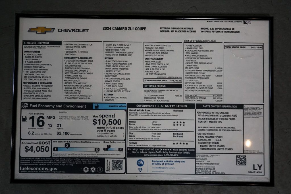 2024 Chevrolet Camaro *Camaro ZL1* *1LE Track Package* *Only 56 Miles* *Final Year* - 22835162 - 94