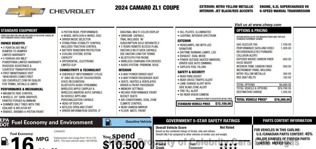 2024 Chevrolet Camaro ZL1 MANUAL - 22878580 - 9