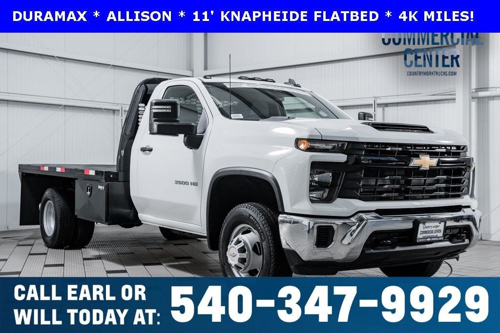 2024 Chevrolet Silverado 3500HD 3500HD REG CAB 4X4 * DURAMAX * 11' KNAPHEIDE FLATBED * 4K MILES! - 22638450 - 0