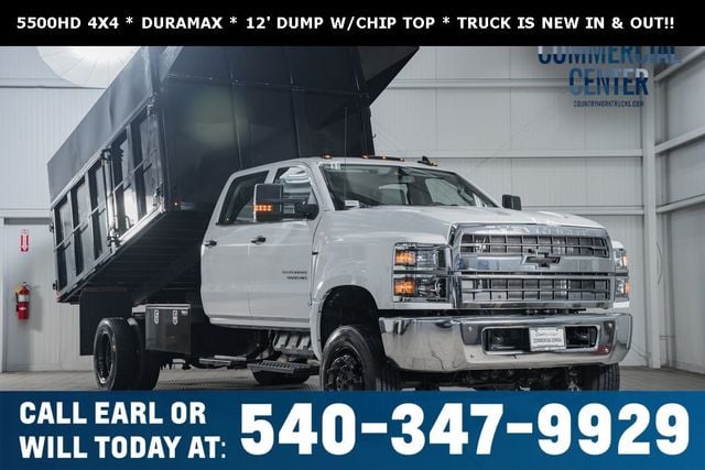 2024 Chevrolet SILVERADO 5500HD 5500HD CREW 4X4 * DURAMAX * 12' LANDSCAPE DUMP W/ CHIP TOP  - 22789652 | Video 1