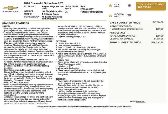 2024 Chevrolet Suburban 2WD 4dr RST - 23022232 - 2