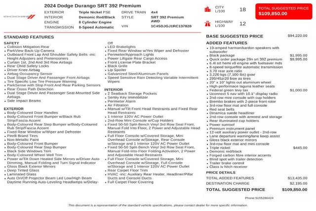 2024 Dodge Durango SRT 392 Premium AWD - 23075085 - 2