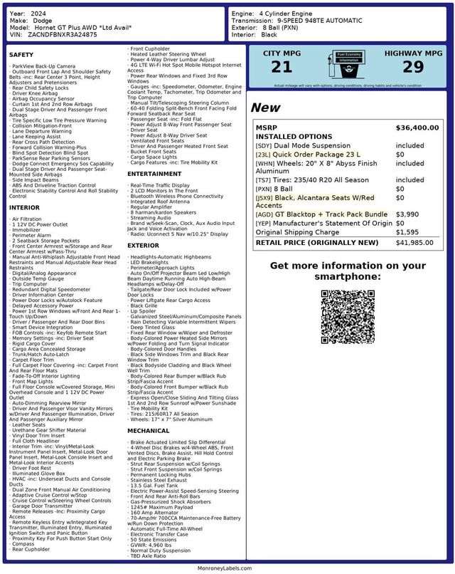 2024 Dodge Hornet GT Plus Sport Utility 4D - 22882557 - 36