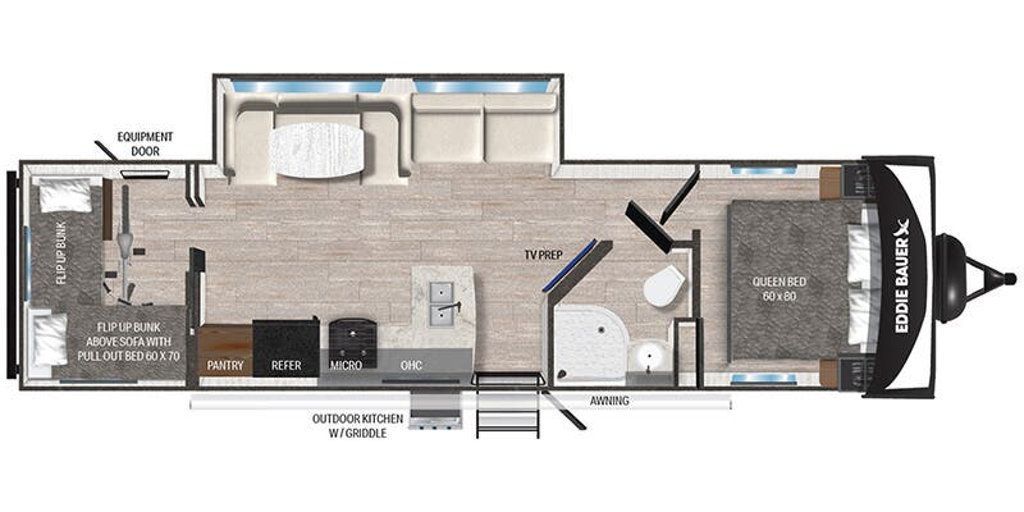 2024 EDDIE BAUER EBS 322BH 37FT BUMER PULL RV TRAILER W/ SLIDE OUT - 23015895 - 33