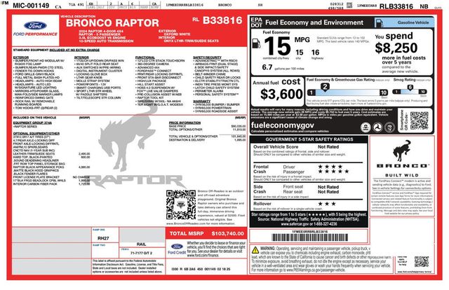 2024 Ford Bronco Raptor 4 Door Advanced 4x4 - 23021794 - 11