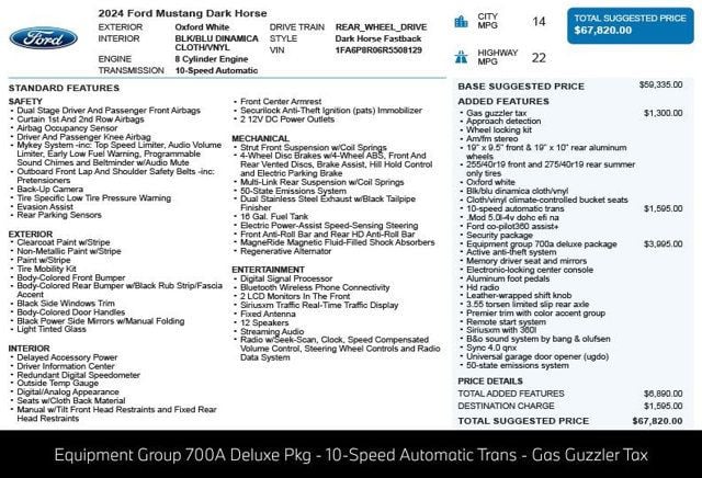 2024 Ford Mustang Dark Horse Fastback - 23029720 - 2