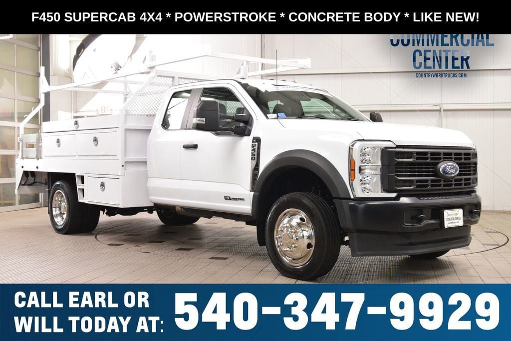 2024 Ford Super Duty F-450 DRW Cab-Chassis F450 SUPERCAB 4X4 * POWERSTROKE * CONCRETE BODY * LIKE NEW! - 23032709 | Video 1