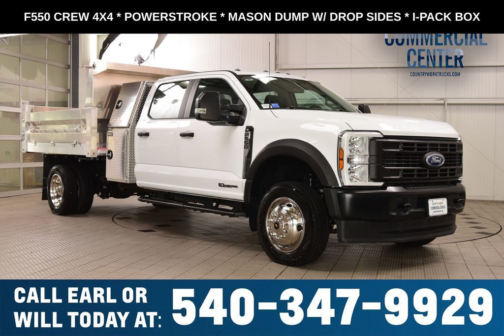 2024 Ford Super Duty F-550 DRW F550 CREW 4X4 * POWERSTROKE * 9' MASON DUMP * I-PACK BOX  - 23040132 | Video 1