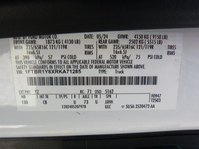 2024 Ford Transit Cargo Van 3.5L V6 GAS*T-250 LOW ROOF 130" WB*"SLIDING" SIDE CARGO DOOR! - 23000114 - 31