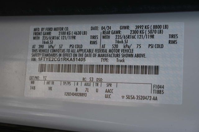 2024 Ford Transit Cargo Van T-150 148" Med Rf 8670 GVWR AWD - 23096554 - 32