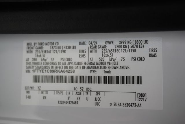 2024 Ford Transit Cargo Van T-150 148" Med Rf 8670 GVWR RWD - 23030063 - 24