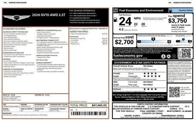 2024 Genesis GV70 2.5T AWD - 23098895 - 1