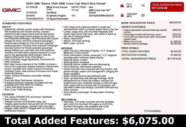 2024 GMC Sierra 1500 4WD Crew Cab 147" Denali - 22956916 - 2