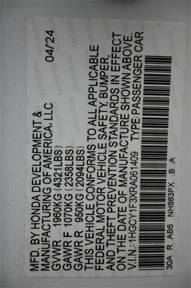 2024 Honda Accord Sedan EX CVT - 22913806 - 3