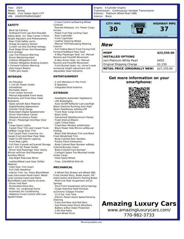 2024 Honda Civic Sedan Sport CVT - 23072326 - 24