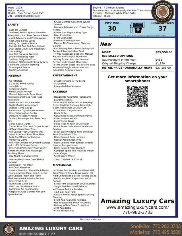2024 Honda Civic Sedan Sport CVT - 23072326 - 25