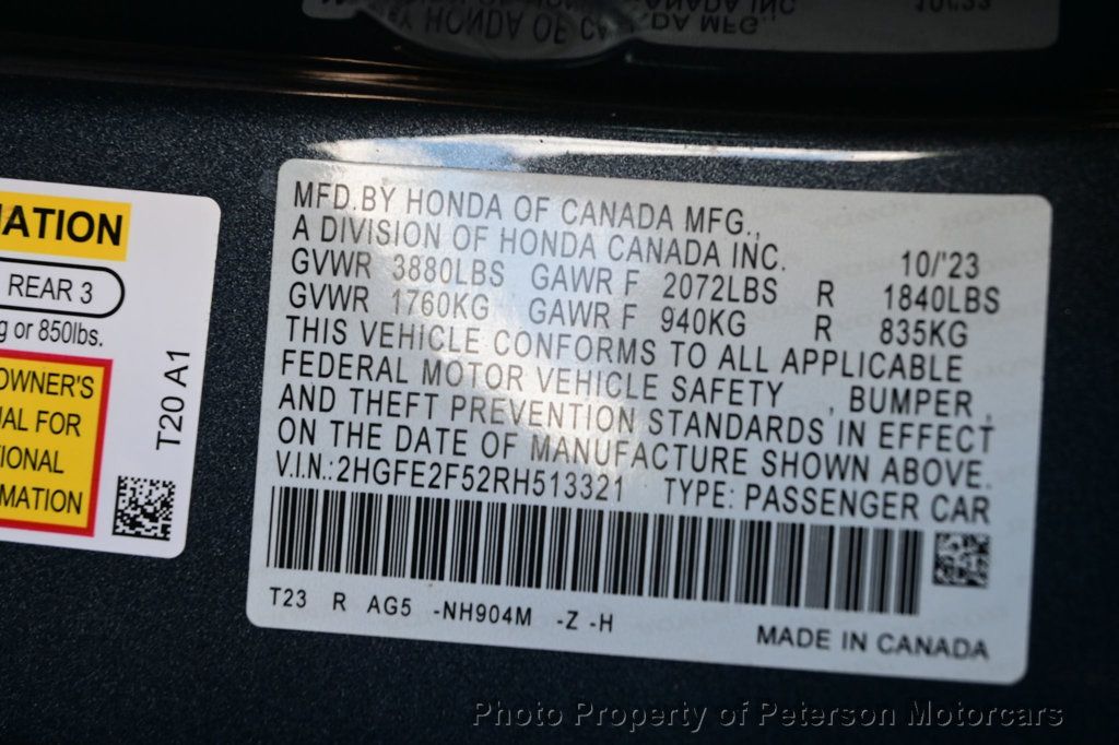 2024 Honda Civic Sedan Sport CVT - 23095526 - 34