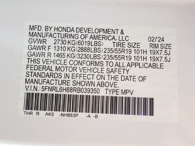 2024 Honda Odyssey Touring Automatic - 23068027 - 60