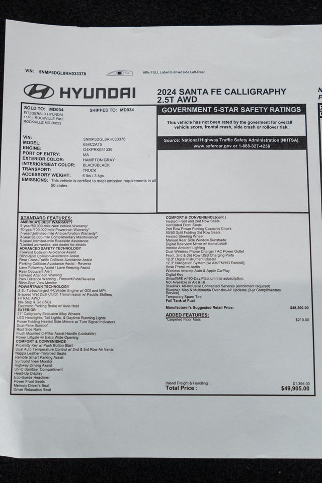 2024 Hyundai Santa Fe Calligraphy AWD - 23073834 - 55