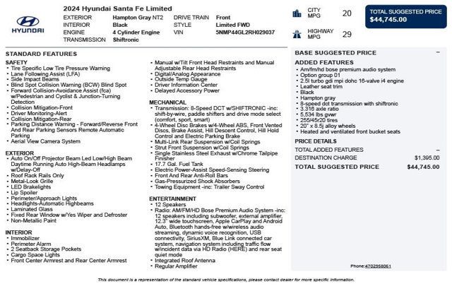 2024 Hyundai Santa Fe Limited FWD - 22955498 - 2