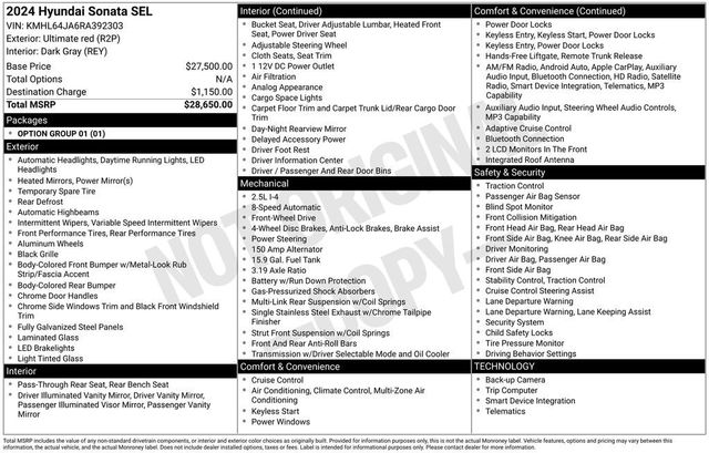 2024 Hyundai Sonata SEL - 22984252 - 5