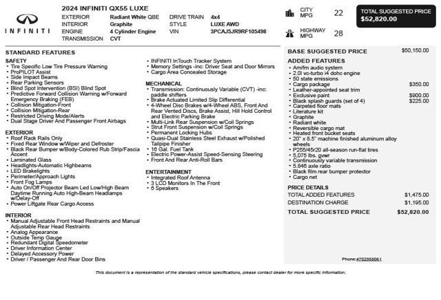 2024 INFINITI QX55 LUXE AWD - 23003463 - 2