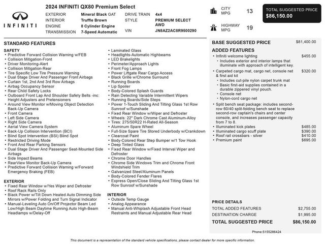 2024 INFINITI QX80 PREMIUM SELECT AWD - 23069009 - 2