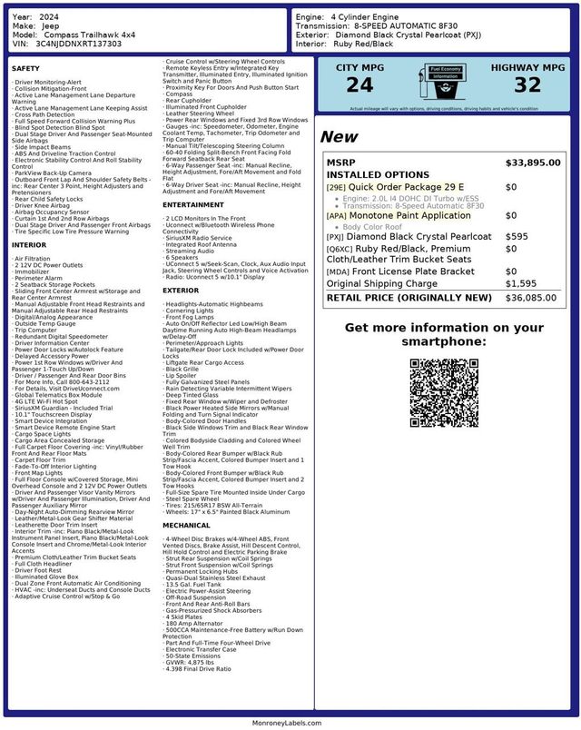 2024 Jeep Compass Trailhawk 4x4 - 22995116 - 34