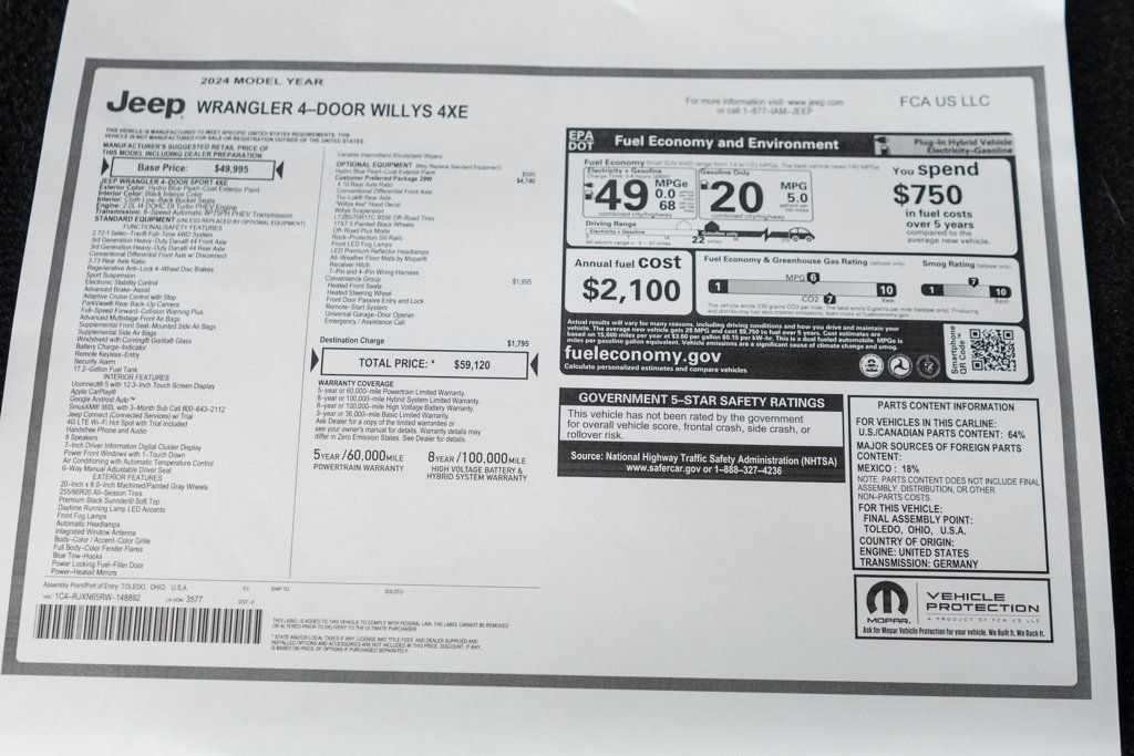 2024 Jeep Wrangler 4xe Willys 4x4 - 23035127 - 43