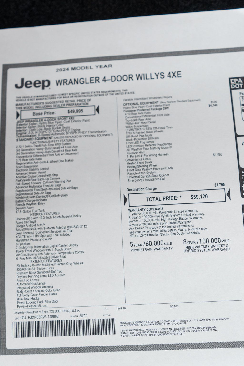 2024 Jeep Wrangler 4xe Willys 4x4 - 23035127 - 44