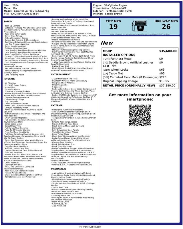 2024 Kia Carnival LX FWD w/Seat Pkg - 22965927 - 37