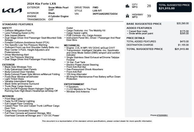 2024 Kia Forte LXS IVT - 23045577 - 2