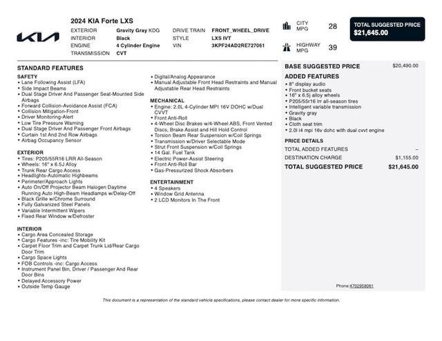 2024 Kia Forte LXS IVT - 23059942 - 3