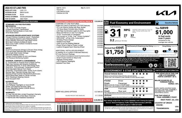 2024 Kia K5 GT-Line Premium Package - 22892458 - 6