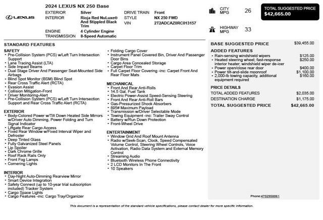 2024 Lexus NX NX 250 FWD - 23017055 - 2