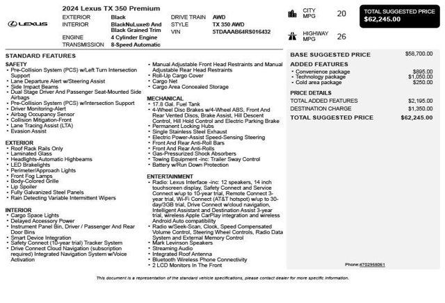 2024 Lexus TX TX 350 Premium AWD - 22993834 - 2