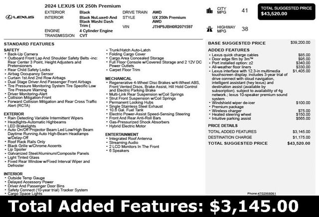2024 Lexus UX UX 250h Premium AWD - 22971878 - 2